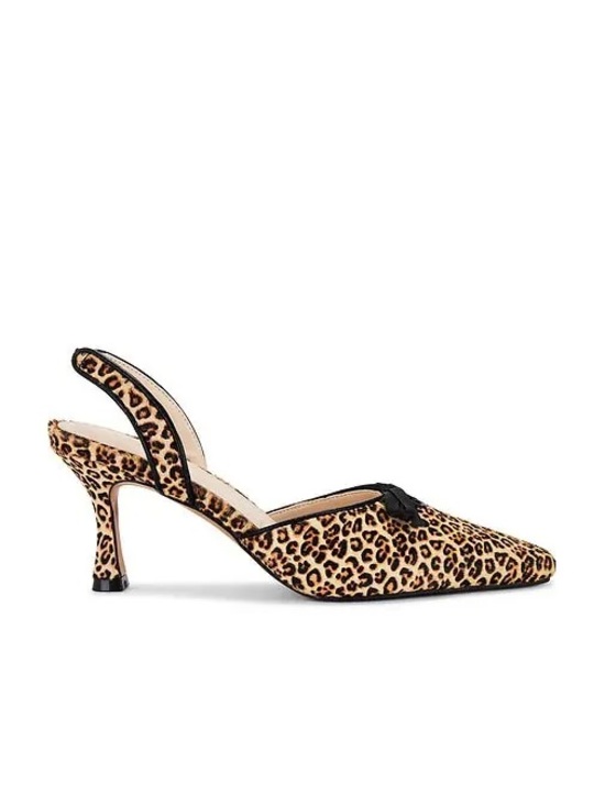 For Love And Lemons Shoes - For Love & Lemons Leopard-Print Pointed Slingback Flats - Tan/Black